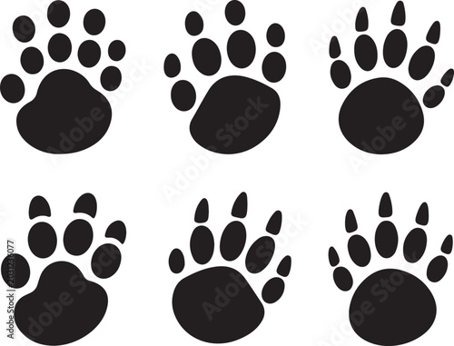 Photography Orangutan paw print vector illustration on white background set