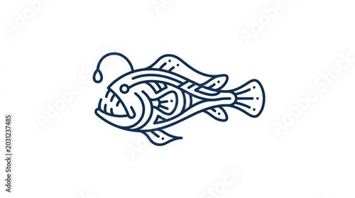 Canvas Print Anglerfish illustration with bioluminescent lure.