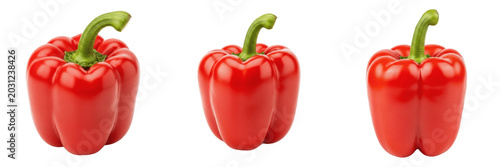 Fresh Crunchy Red Bell Pepper Capsicum Vegetable Set Isolated on Transparent Background, Organic Healthy Food PNG Collection