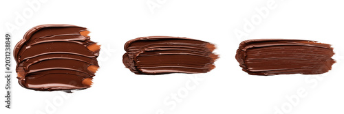 Brown Chocolate Smear Thick Paint Stroke Set Isolated on Transparent Background, Rich Dessert Texture PNG Collection