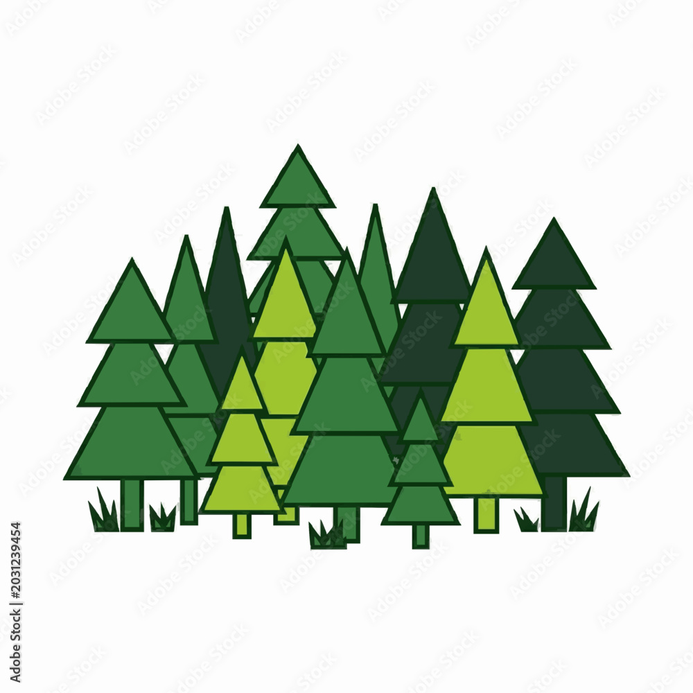 Fototapeta premium Green Trees Forest Flat Design Vector Illustration Nature