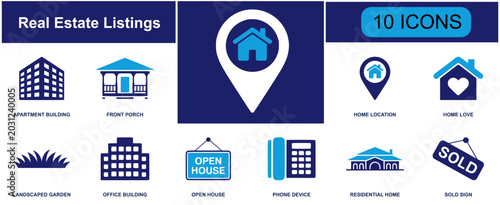 Fotografía Real estate listings icon set