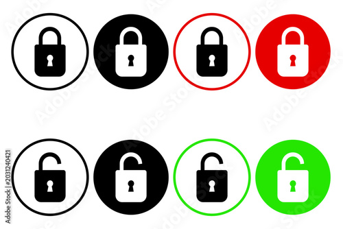 Tableau sur toile Open Closed Padlock Icon Vector Stock Illustration