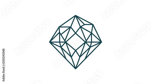 Quadro em tela Geometric abstract shape with sharp lines and angles on white background