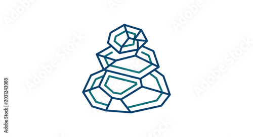 Photos Geometric abstract crystal formation on white background.