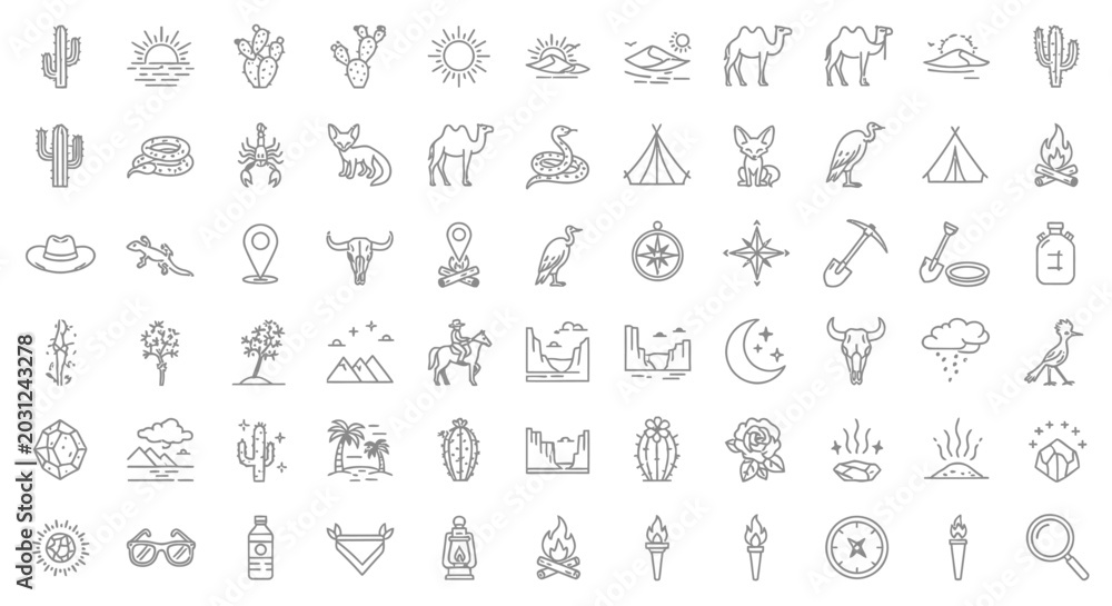 Fototapeta premium Collection of Simple Line Icons and Symbols.