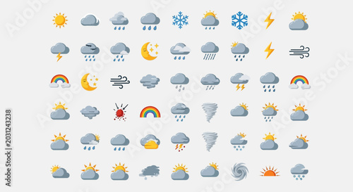 Foto Weather Icons Set with Various Conditions.