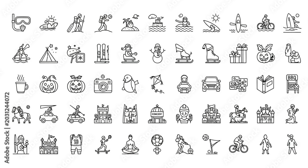 Fototapeta premium Collection of Various Simple Line Icons.