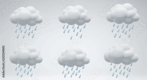 Fotografie Six Rain Clouds with Precipitation.