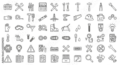 Collection of Various Simple Line Icons.