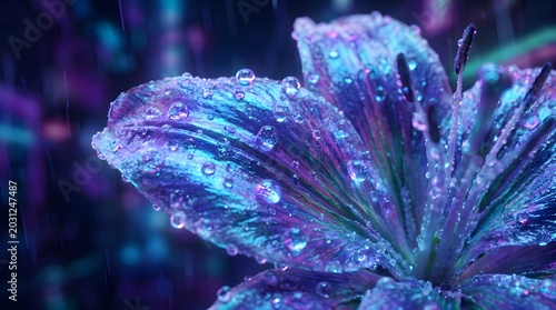 Frozen Neon Petal Dreamscape Closeup