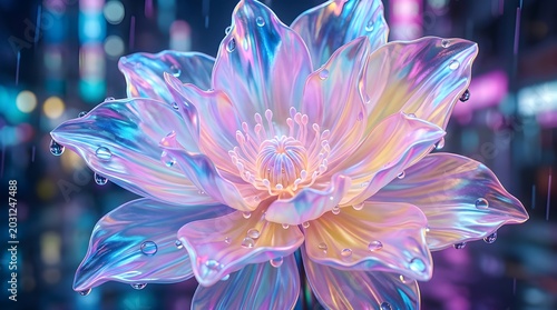 Frozen Neon Petal Dreamscape Closeup