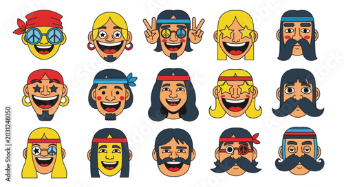 Canvastavla Cartoon faces with various expressions.