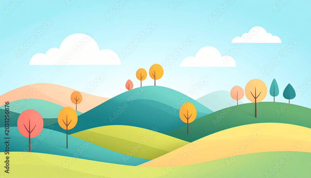 Fototapeta premium Minimal rolling hills vector