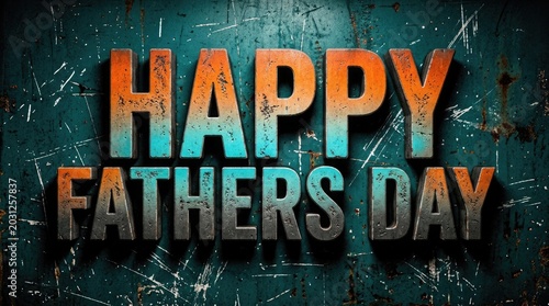 Happy fathers day typography on distressed teal background