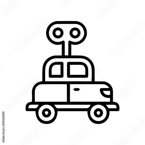 Bild auf Leinwand Wind-Up Toy Car Drawing