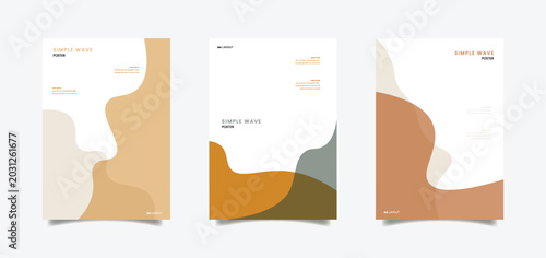 Minimalist poster template set with abstract layered organic shapes, modern a4 overlapping wave block layout vector illustration for brochure, cover design, annual report, and corporate flyer