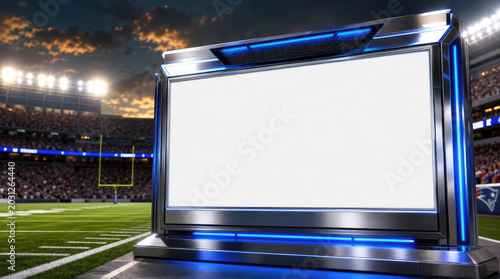Large Blank Digital Scoreboard in Football Stadium for Ad Mockup