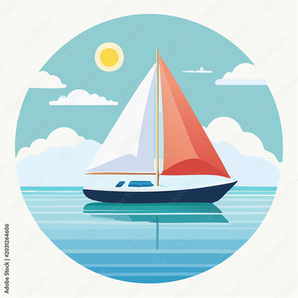 Fototapeta premium Minimal sailboat vector art