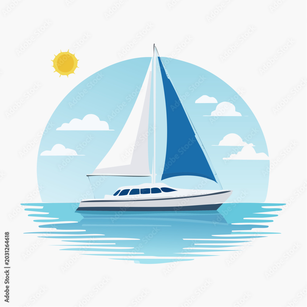 Fototapeta premium Minimal sailboat vector art