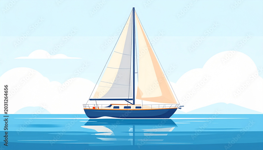 Fototapeta premium Minimal sailboat vector art