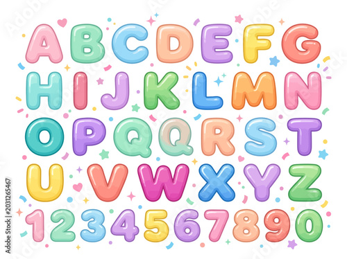 Tablou pe pânză Colorful Alphabet Letters and Numbers.