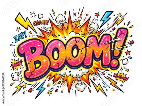 Quadro su tela Colorful comic book explosion word art.