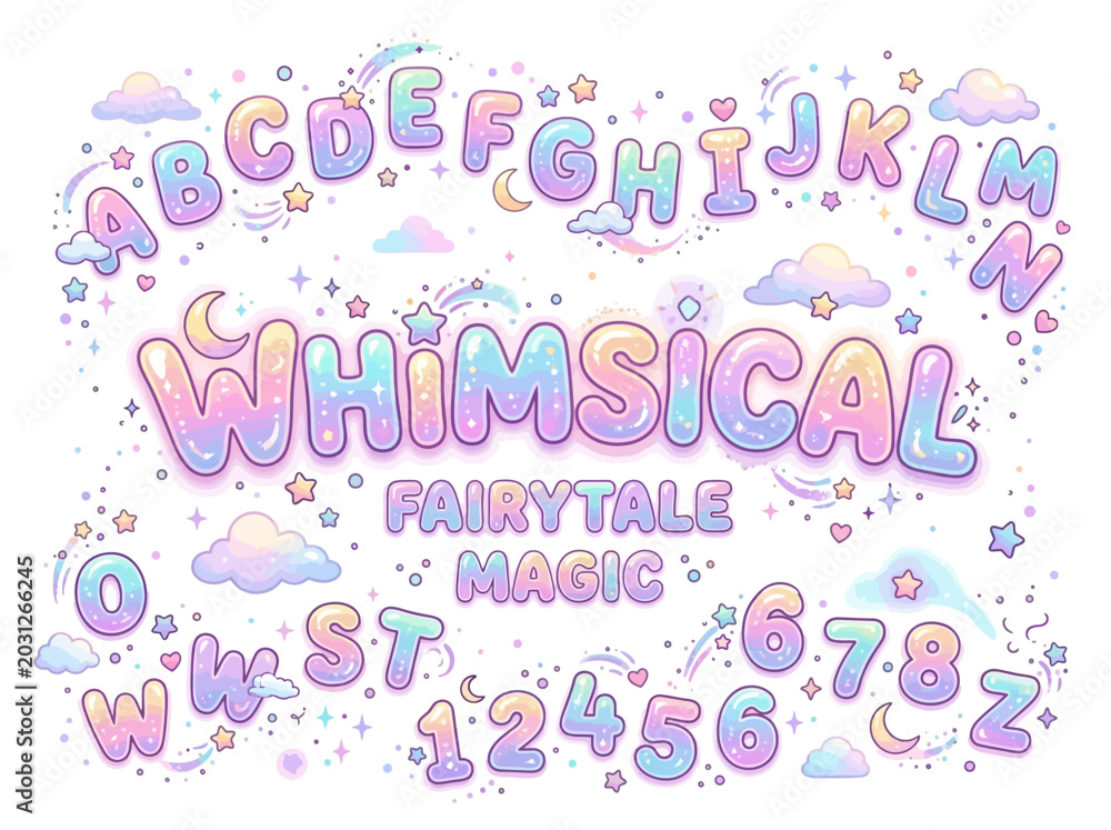 Obraz premium Whimsical Fairy Tale Magic Alphabet Letters.