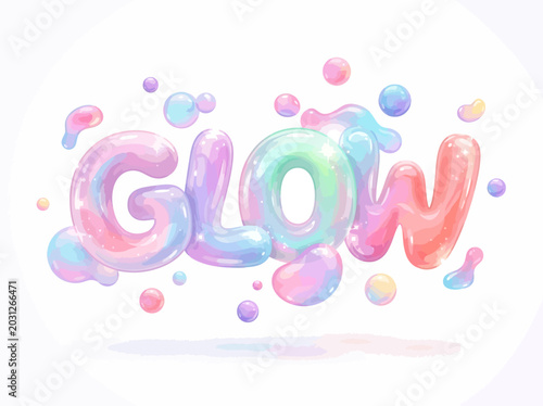 Bild auf Leinwand Glowing colorful neon light letters.