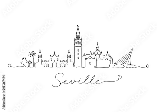Seville city skyline hand drawn
Vector hand-drawn naive city skyline on a white background