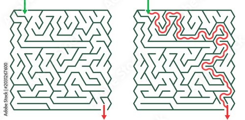 Maze Tri 27X16 04 | Printable Puzzle with Solution