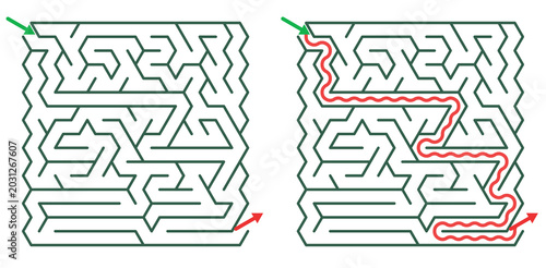 Maze Tri 27X16 03 | Printable Puzzle with Solution