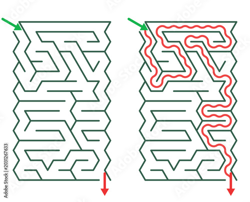 Maze Tri 16X16 03 | Printable Puzzle with Solution