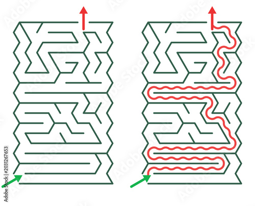 Maze Tri 16X16 02 | Printable Puzzle with Solution