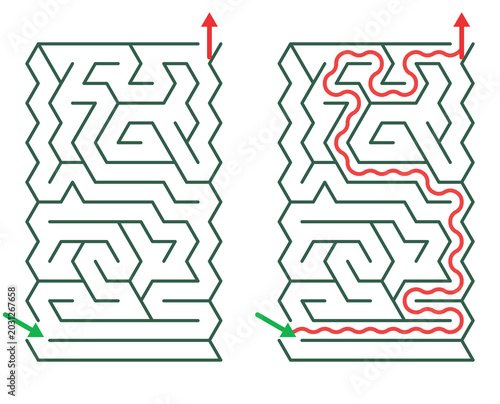 Maze Tri 16X16 01 | Printable Puzzle with Solution