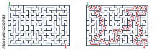 Maze 24X16 01 | Printable Puzzle with Solution