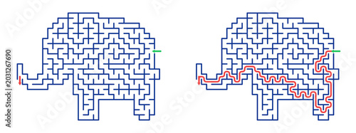 Maze Mask 28X21 01 | Printable Puzzle with Solution
