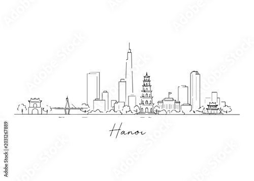 Εκτύπωση καμβά Hanoi city skyline hand drawn
Vector hand-drawn naive city skyline on a white ba
