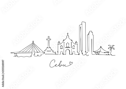 Obraz na plátně Cebu city skyline hand drawn
Vector hand-drawn naive city skyline on a white bac