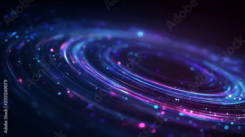 Colorful light trails in starry night sky