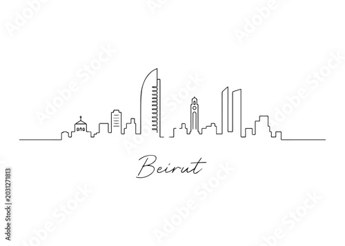 Obraz na plátně Beirut city skyline hand drawn
Vector hand-drawn naive city skyline on a white b