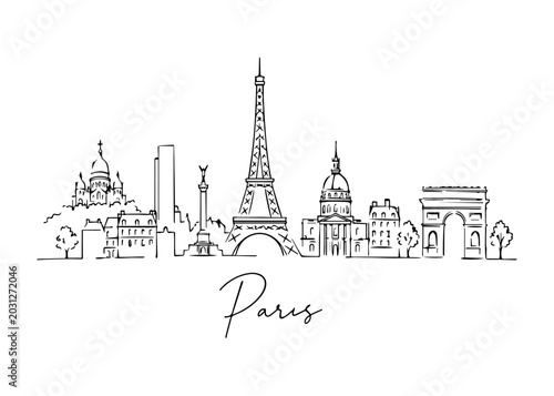 Paris city skyline hand drawn
Vector hand-drawn naive city skyline on a white background