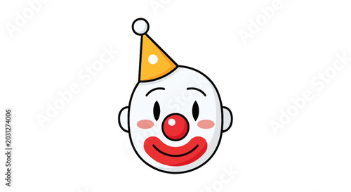 Photography Cute Clown Face with Party Hat, Cartoon Style