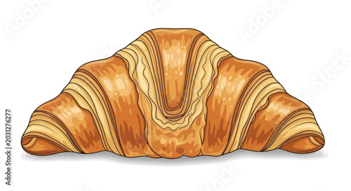 Quadro su tela Illustration of a fresh buttery croissant isolated on a white background