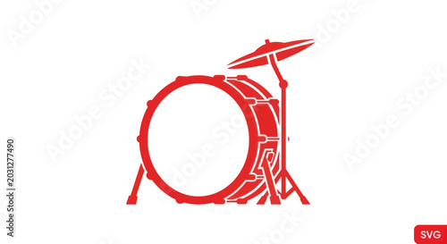 Foto Red Drum Set Musical Instrument.