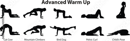 Konstfotografi Advanced Warm Up, Pilates and Yoga Poses Silhouette Collection