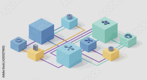 A network of interconnected colorful blocks.