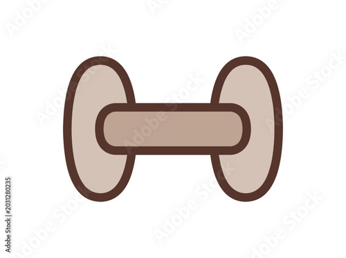 Brown dumbbell fitness weight icon.