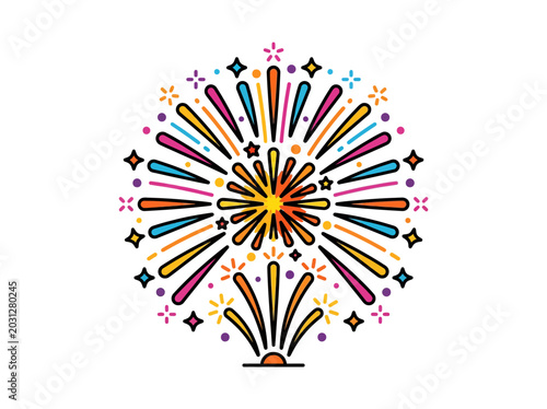 Colorful Firework Explosion Design Element.