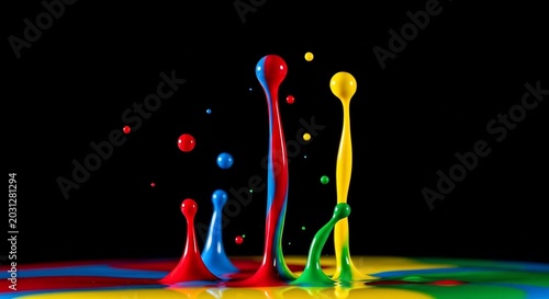Vibrant Liquid Splash Abstract Art with Primary Colors.